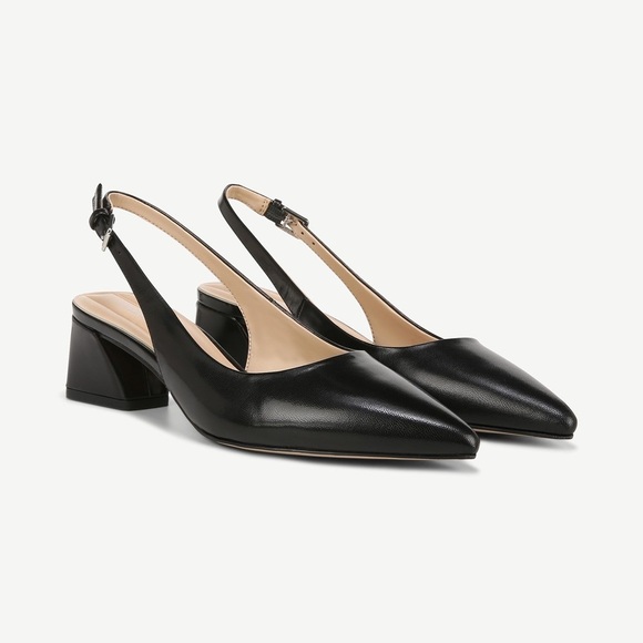 Franco Sarto Racer Slingback Heel Pumps Leather Black size Women’s 8.5 - Picture 1 of 10